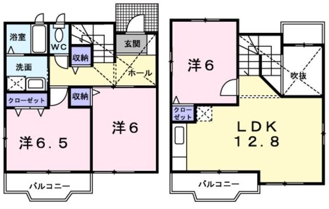 拡大写真:ユタカハイツ加賀田B棟 1階101の間取り