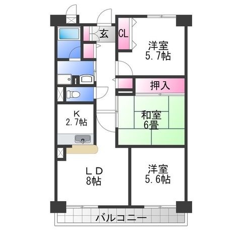 拡大写真:ウィステリア 4階402の間取り