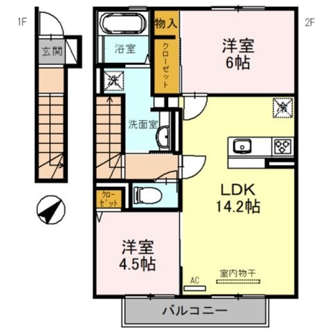 拡大写真：Honu・Repos 2階203の間取り