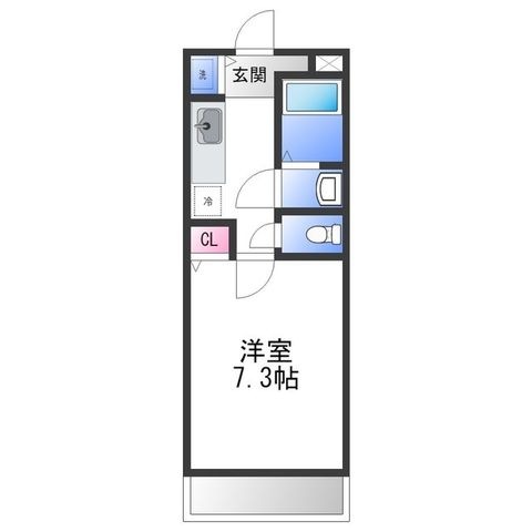 拡大写真:グランソレイユK&J壱番館 2階211の間取り