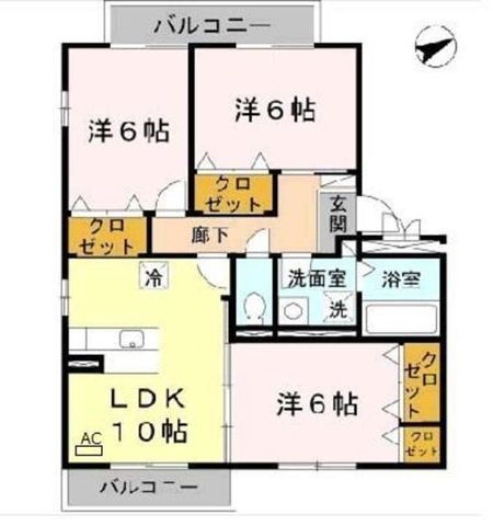 拡大写真:クレール E棟 3階302の間取り