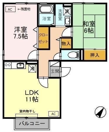 拡大写真:ThickForestA棟 2階201の間取り