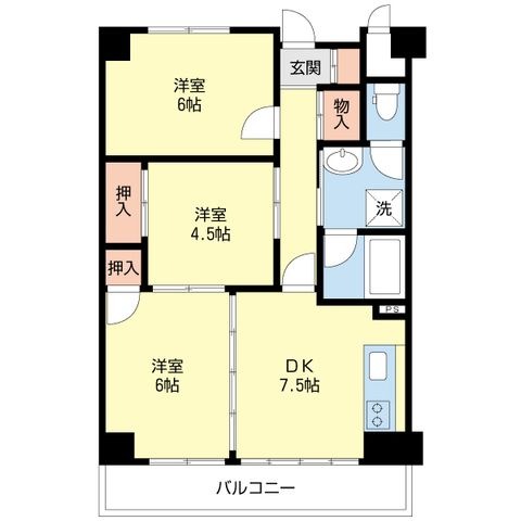 拡大写真:紫塚レジデンス 5階0501の間取り