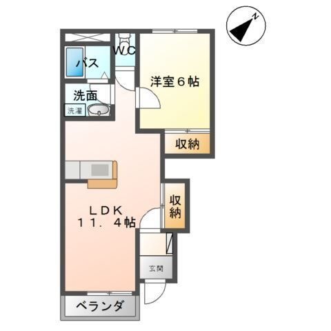拡大写真:フリーダム新白河 1階105の間取り