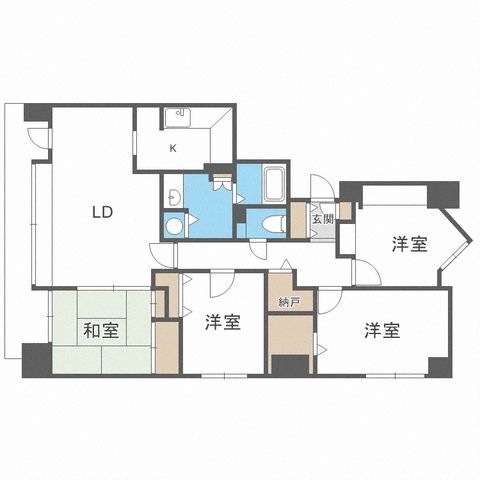 拡大写真:リーベスト月寒中央 8階804の間取り