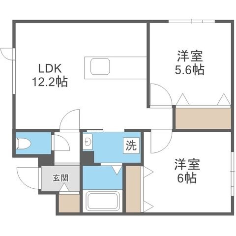 拡大写真:eie月寒西 4階401の間取り
