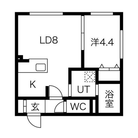 拡大写真：Axis Arc 4階405の間取り