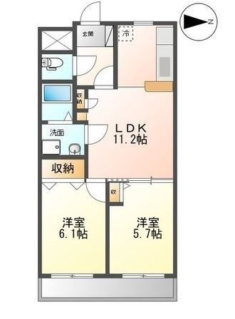拡大写真：グリーンヒルズN・K 3階302の間取り