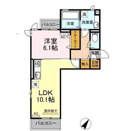 拡大写真:D-room南鳥生 3階303の間取り