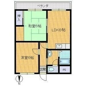 拡大写真:大阪市生野区巽西2丁目 2階205の間取り