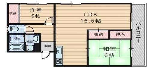 拡大写真:SAKURABASE東大阪 3階301の間取り