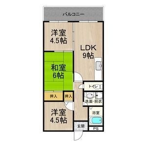 拡大写真:カーサフィオーレ弐番館 4階403の間取り