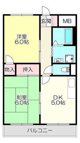 拡大写真：カルム東大阪 8階803の間取り
