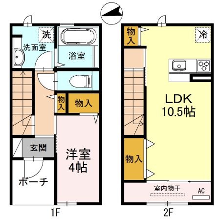 拡大写真：テェルツォラナ 1階103の間取り