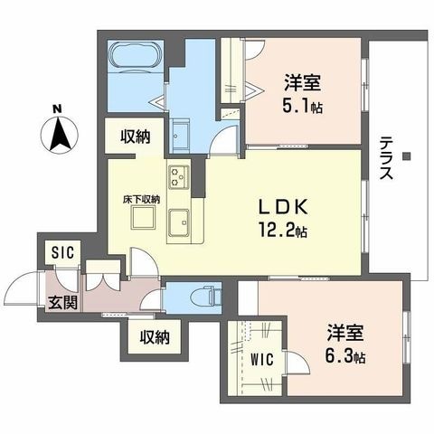 拡大写真：シャーメゾン　バルーンフラワー 1階101の間取り