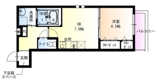 拡大写真:東大阪市中新開2丁目 2階201の間取り