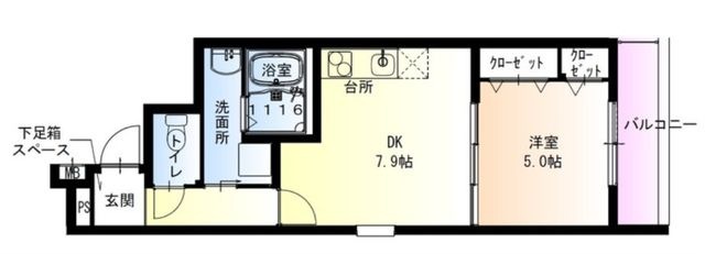 拡大写真:東大阪市中新開2丁目 2階202の間取り
