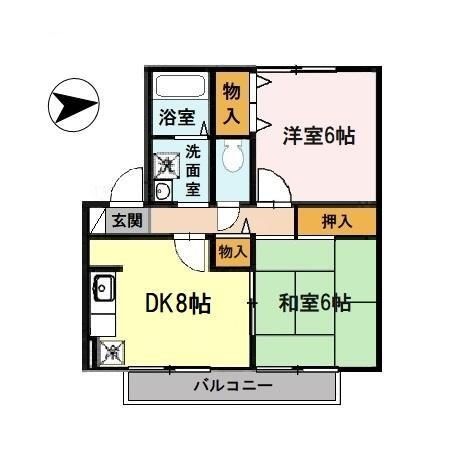 拡大写真:RIHITO八尾 B棟 1階203の間取り
