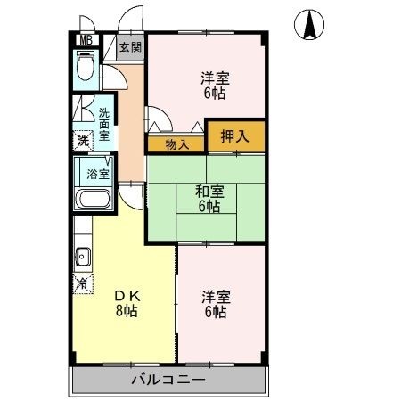 拡大写真：グランドゥール 2階202の間取り
