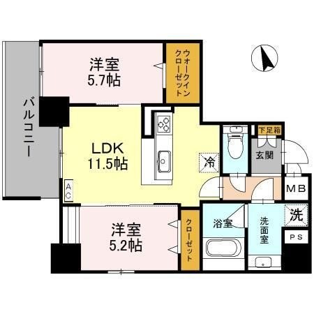 拡大写真：プレミアム菱屋西 8階802の間取り