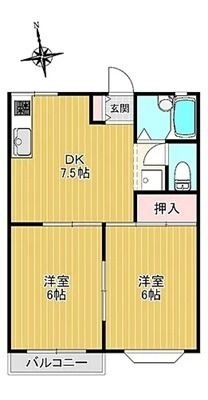 拡大写真:桶川市南2丁目 1階102の間取り