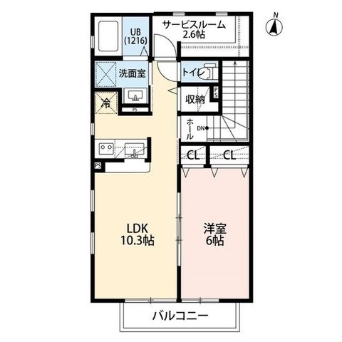 拡大写真:桜ハイツ 2階201の間取り