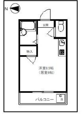 拡大写真：クリスタル5ビル 1階102の間取り