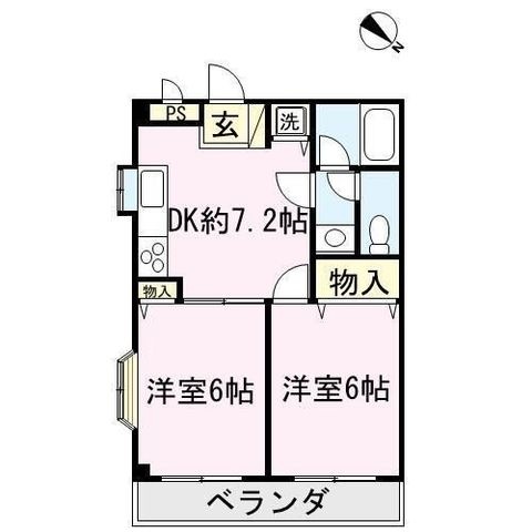 拡大写真:イーストヒルズ 2階205の間取り