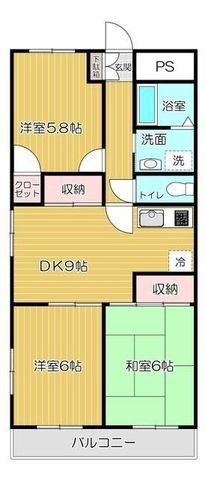 拡大写真:ハイツエコ 1階102の間取り