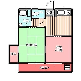 拡大写真:第一コーポ 2階202の間取り