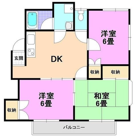 拡大写真:サンモール西原 2階202の間取り