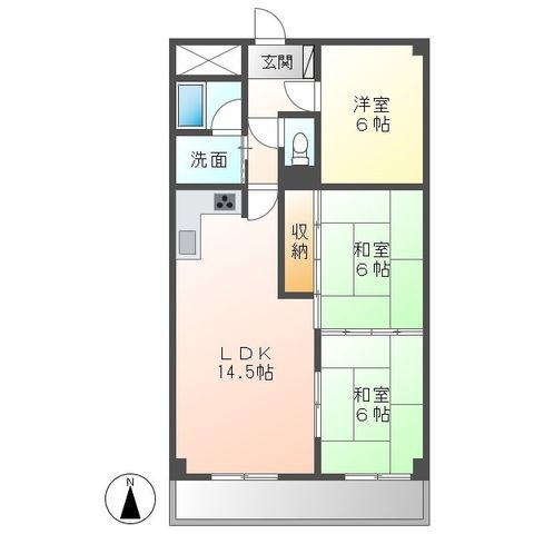 拡大写真:コーポ花みずき 4階402の間取り