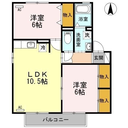 拡大写真:ハイブリッジA棟 2階203の間取り