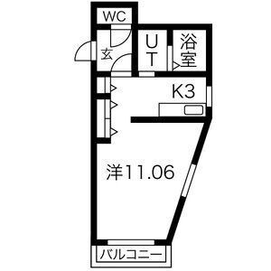 拡大写真:ワラヤビル 2階2-Bの間取り