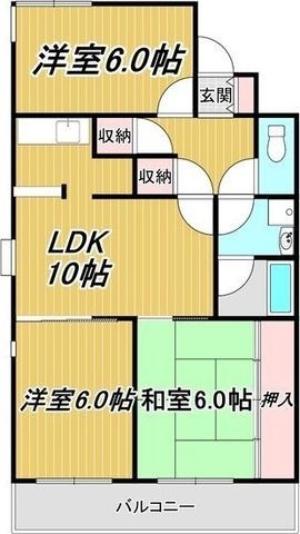 拡大写真:ノースランド1 2階2Eの間取り