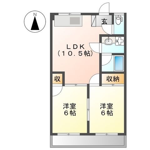 拡大写真:サンロード戸崎 3階303の間取り