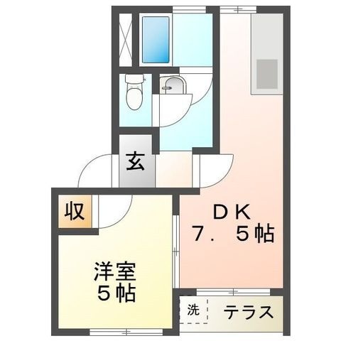拡大写真:ハイツオギソ 1階101の間取り