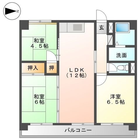 拡大写真:ユニテ井上 3階202の間取り