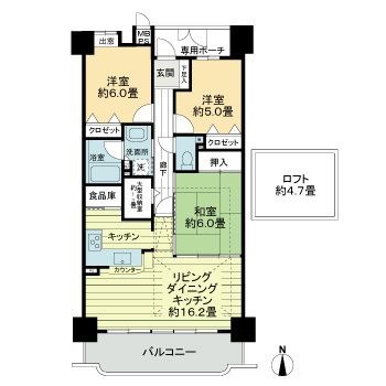 拡大写真:ライオンズガーデン南鏡島 4階402の間取り