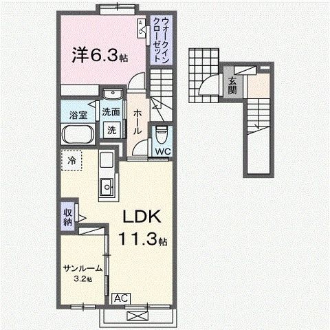 拡大写真:ラ ブリエ 2階203の間取り