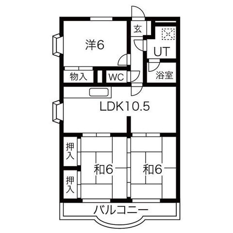 拡大写真:クローバーガーデンB 3階302の間取り