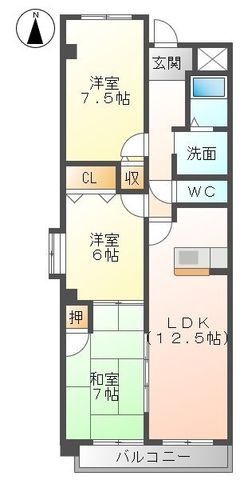 拡大写真:カーサ長良パーク 5階503の間取り