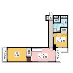 拡大写真:レヴァンテ岐阜 4階403の間取り