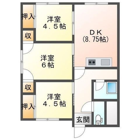 拡大写真:マンション成吉思汗 1階101の間取り