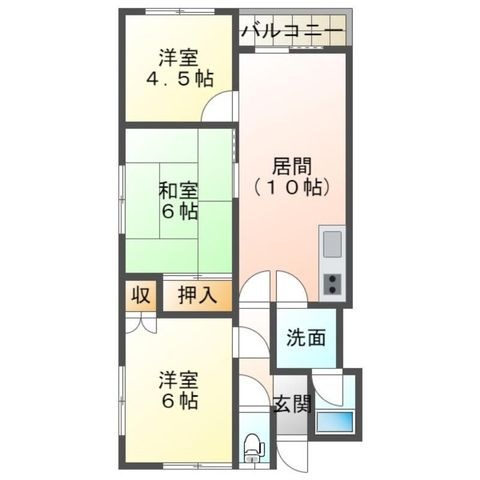 拡大写真:コーポクイン 2階202の間取り
