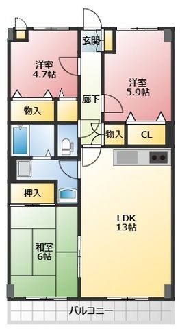 拡大写真:グレース伏見A 4階206の間取り