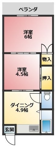 拡大写真:山本アパート 1階102の間取り