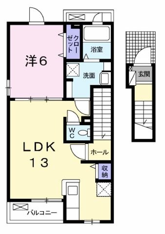 拡大写真:ビサイド鮎壺 2階202の間取り