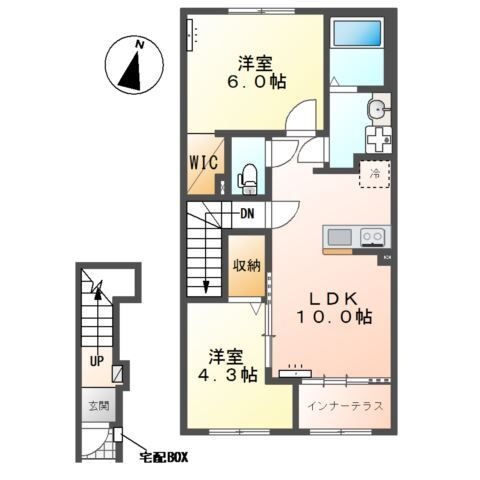 拡大写真:沼津市大岡新築アパート 2階202の間取り