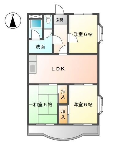 拡大写真：アメニティハイツYAMAMOTO 4階00401の間取り